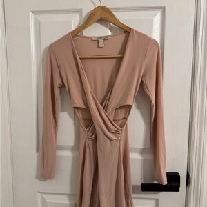 Chic Long Sleeve Blush Dress